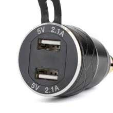 Motorcycle Dual USB Charger DIN Socket Voltmeter For BMW Motorbike EU Plug - 黑色 - 查看 6