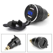 Motorcycle Dual USB Charger DIN Socket Voltmeter For BMW Motorbike EU Plug - 黑色 - 查看 7