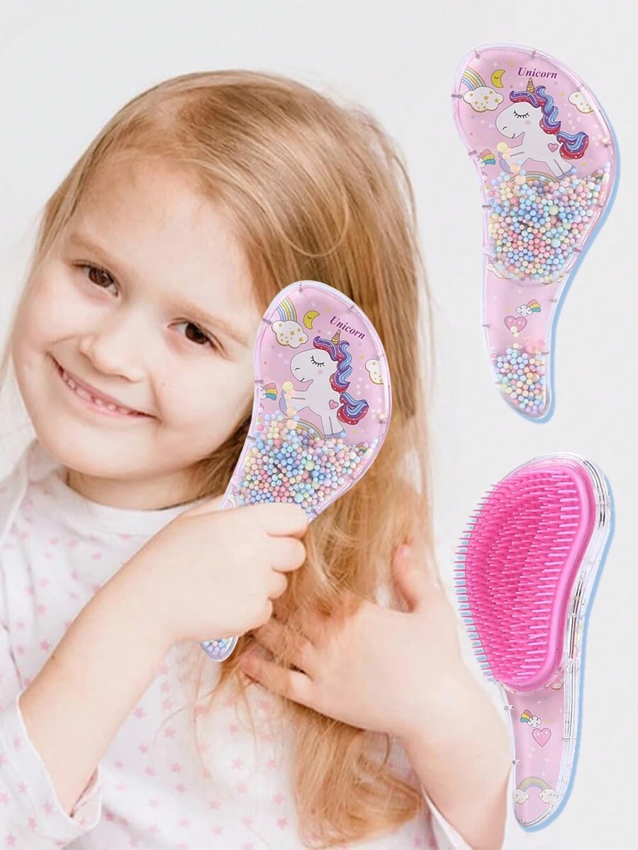 Cartoon Magic Comb Anti-Static Massage Kids Unicorn Hair Brushes Tangle Detangle Shower Massage Hairbrush Comb Salon Hair Accessories For Girls Curly Straight Long Or Short Hair - Multicolor - View 1