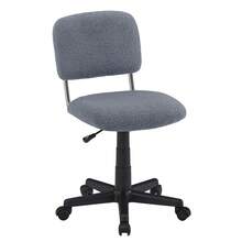 Aux Fur Comfy Height Adjustable Swivel Armless Home Office Sherpa Chair With Wheels For Bedrooms/Makeup Living Room - 灰色 - 查看 8