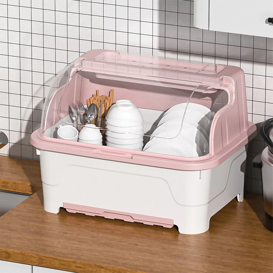 égouttoir à Vaisselle Plastique Égouttoir à Vaisselle KADAX Avec Bac Récupérateur Et Panier à Couverts - Anthracite, Design Compact