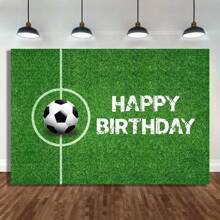 Toile de fond thème football, décoration de fête d'anniversaire pour garçon ou fille joueur de football, toile de fond pour photo, accessoire cadeau d'anniversaire - multicolore - Voir 1