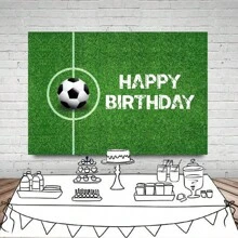 Toile de fond thème football, décoration de fête d'anniversaire pour garçon ou fille joueur de football, toile de fond pour photo, accessoire cadeau d'anniversaire - multicolore - Voir 3