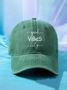 1入組印有「GoodViBeSonly」字樣的洗號棒球帽，戶外可調式防曬休閒帽適合春秋季旅行海灘度假，女性遮陽帽，Y2K風格青年帽 - 刺繡 - 查看 3