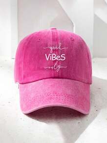 1入組印有「GoodViBeSonly」字樣的洗號棒球帽，戶外可調式防曬休閒帽適合春秋季旅行海灘度假，女性遮陽帽，Y2K風格青年帽 - 刺繡 - 查看 6