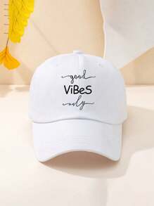 1入組印有「GoodViBeSonly」字樣的洗號棒球帽，戶外可調式防曬休閒帽適合春秋季旅行海灘度假，女性遮陽帽，Y2K風格青年帽 - 刺繡 - 查看 4