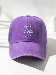 1入組印有「GoodViBeSonly」字樣的洗號棒球帽，戶外可調式防曬休閒帽適合春秋季旅行海灘度假，女性遮陽帽，Y2K風格青年帽 - 刺繡 - 查看 5