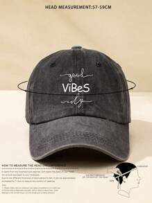 1入組印有「GoodViBeSonly」字樣的洗號棒球帽，戶外可調式防曬休閒帽適合春秋季旅行海灘度假，女性遮陽帽，Y2K風格青年帽 - 刺繡 - 查看 7