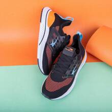 Tênis Masculino Esportivo Dia a Dia Academia Corrida Caminhada Trabalho e lazer - Preto Laranja - Visão 5