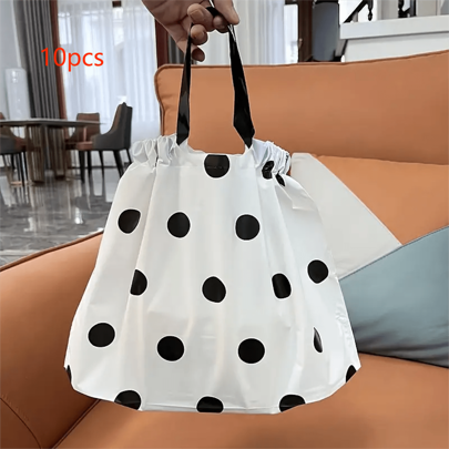 10 pezzi Borse regalo in tinta unita opaca spessa con coulisse in stile a pois, Borse da shopping per confezioni da asporto o per abbigliamento