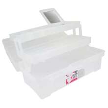 Caja Vanity Multiusos Plástica 14 pulgadas 2 Bandejas Broche Rosa Santul - Blanco - Ver 3