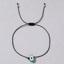 Bracelet à gros fil unique de collection de fil noir de style mignon et minimaliste avec bijoux en céramique douce en forme de fruit, adapté pour un usage quotidien et comme cadeau - RT-B24032601 - Voir 10