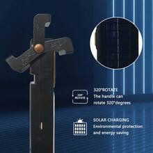 太陽能充電攜帶式手電筒，適用於戶外和家用，批發1個 - 黑色 - 查看 3