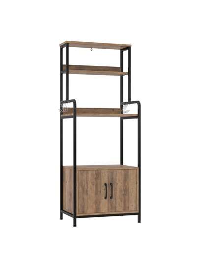 Kitchen Shelf, St ing Shelf Hooks Door, Baker's Made Of Wood Metal Frame, Stable Storage Hallway, Kitchen, Living Room, Brown, 59.7 40 149 Cm view 6