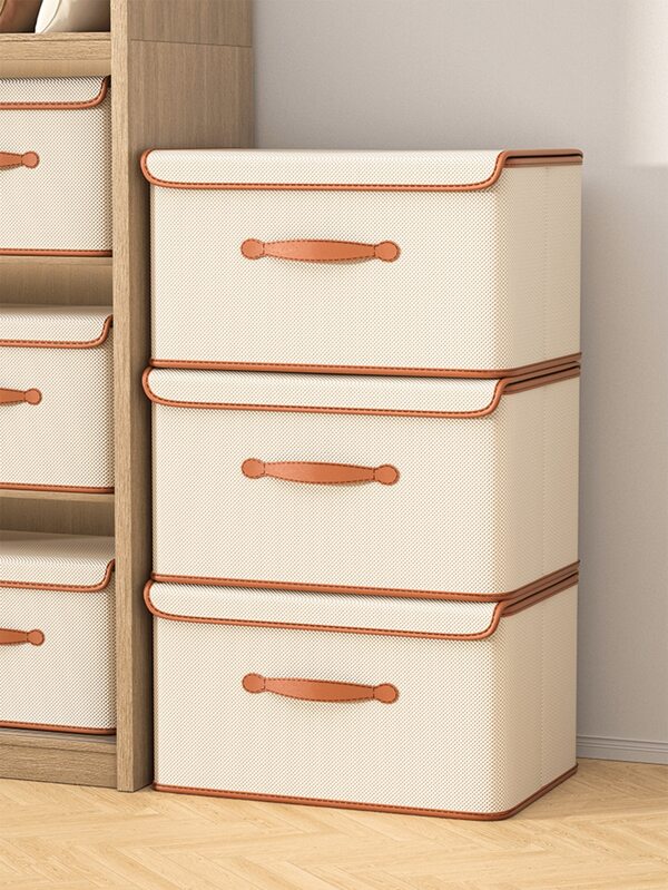 1PC Collapsible Storage Boxes, Washable Fabric Storage Bins With Lids, Large Storage Baskets , Foldable Storage Baskets For Shelves, Fabric Storage Bins With Handles, Beige,