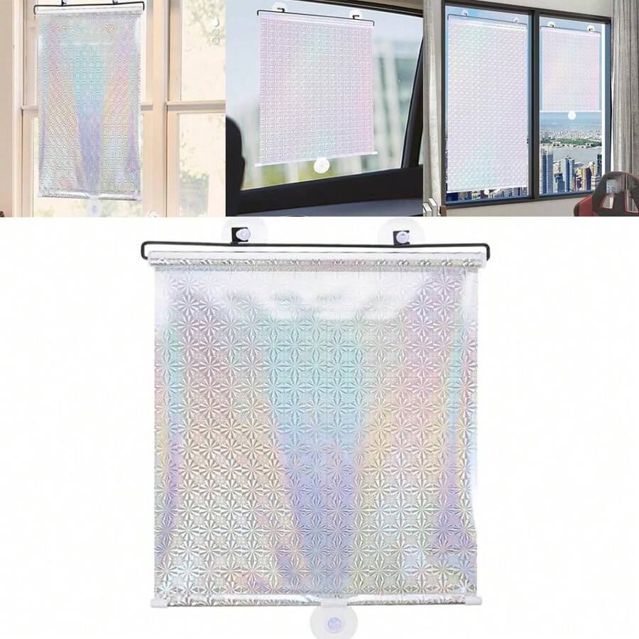 No Drill Blackout Blind Shade With Suction Cups Temporary Portable Roller Window Curtain For Home Office Car - Laser - View 1