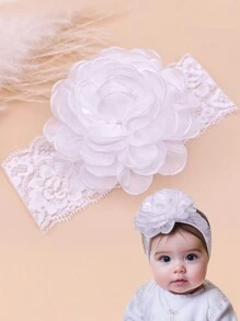 1pc Lace Flower Baby Headband Suitable For Daily Wear And Gift Set Baby Hairband Love Valentine - White - View 1