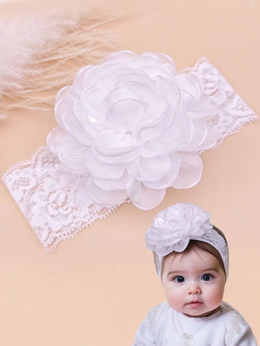1pc Lace Flower Baby Headband Suitable For Daily Wear And Gift Set Baby Hairband Love Valentine - White - View 1