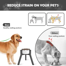 Metal Raised Dog Bowl Stand For Extra Large And Large Dogs, Adjustable Width For 7-10.6" Dog Food & Water Bowls, Single Tall Elevated Dog Bowls Holder (Bowl Not Included)