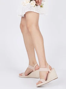 Platform Wedge Sandals For Women Black White Nude Espadrille Wedge Sandals Comfort Elastic Ankle Strap Open Toe High Heel Wedges Dressy Summer - Khỏa thân đàn hồi - Xem 7
