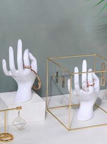 1 pieza Soporte de exhibición de anillo y brazalete de mano blanco - Material de plástico brillante (fácil de limpiar), replica el efecto de uso, accesorio de exhibición de joyería - Blanco - Ver 5