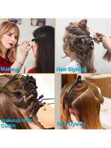 Kẹp Tóc Để Tạo Kiểu, 6 Dụng Cụ Làm Tóc Hình Mỏ Vịt Cá Sấu Bằng Nhựa Dành Cho Nữ - Màu tím - Xem 3