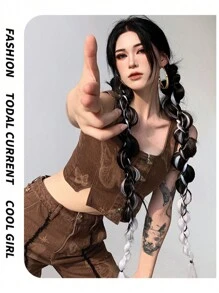 1 件泡泡辫欧美合成假发拳击油炸面团扭结编织接发长辫子组织甜美酷辣妹马尾扭发辫