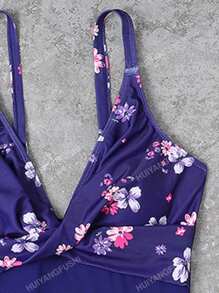 Costume da bagno intero da donna sexy, con scollo a V e spalline regolabili, in stile patchwork di moda per l'estate