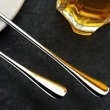 1/4pcs Stainless Steel Coffee Spoon (7.9in) School Supplies Back To School - Silver - View 5