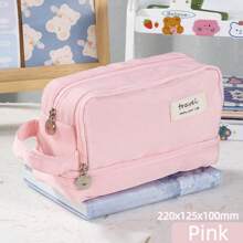 1pc Large Capacity Double Layer Pencil Case Simple Multifunctional Pencil Box,Pencil Pouch,School Bag