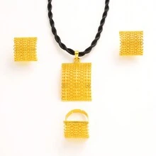 1 Bộ Vàng Dubai Ả Rập Saudi Bộ Trang Sức Truyền Thống Nữ Tiệc Cưới Bộ Quà Tặng - Vàng - Xem 11