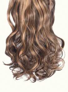 Tóc nối màu nâu 16 kẹp 6 mảnh xoăn gợn sóng, tóc giả tổng hợp cho nữ - Nhiều màu - Xem 3