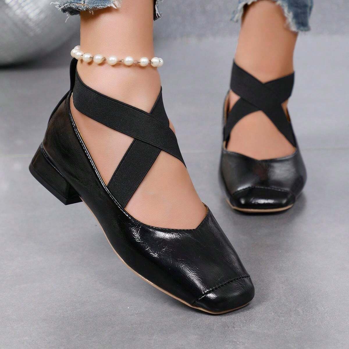 Women Large Size Shoes 3544 SoftSurface Small Square Toe Shoes Size