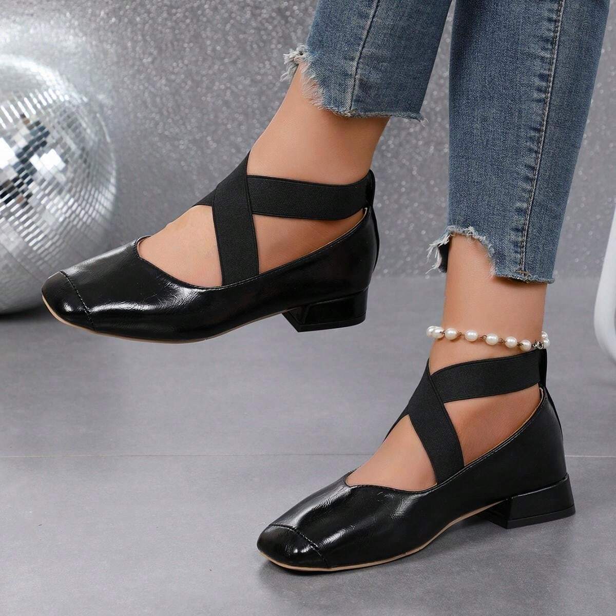 Women Large Size Shoes 3544 SoftSurface Small Square Toe Shoes Size