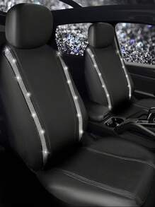 Bọc Ghế Ô Tô Da Kim Cương Sáng Bóng Trọn Bộ, Chống Thấm Nước Pha Lê Lấp Lánh Lấp Lánh Shinny Bright Thích Hợp Cho 95% Ô Tô, Xe Tải, SUV, Phụ Nữ Hoặc Bé Gái Dễ Thương - Kim cương trắng - Xem 3