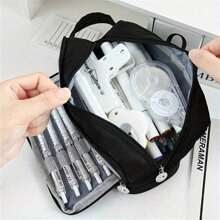 1pc Large Capacity Double Layer Pencil Case Simple Multifunctional Pencil Box,Pencil Pouch,School Bag