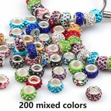 Hỗn hợp 200 hạt hạt lỗ lớn châu Âu, hạt thủ công châu Âu khác nhau hạt pha lê dangle hạt kim cương giả màu hỗn hợp hạt đệm lỗ lớn thích hợp cho vòng cổ DIY, vòng tay, bông tai điện thoại, đồ trang sức quyến rũ làm đồ dùng - Nhiều màu - Xem 14