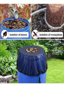 1pc Rain Barrel Mesh Cover, Water Collection Buckets Net, Rain Barrel Netting Cover With Adjustable Drawstring, Filter Screen For Outdoor Garden Rain Barrel Accessories Prevent Mosquitoes, Fallen Leaves And Other Debris From Entering The Bucket