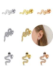 CIZME 1PC Bông Tai Sụn Rắn Trang Sức Xuyên Sụn Tragus Trang Sức Khuyên Trang Sức Khuyên Xoắn Quả Bóng Tròn Sau Bông Tai Dành Cho Nữ Bông Tai Xoắn Chuyển Tiếp Bông Tai Sụn Tragus Trang Sức - Rắn - Xem 4