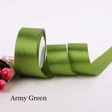 1 Roll  Green Satin Ribbon, 10 Color Options - Army Green - View 2
