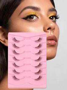 7 pares/set de pestañas de diseño cruzado 3d de tallo transparente para uso diario informal para agrandar los ojos, 0,5-1,3 cm,pestañas pestans extensiones de pestañas