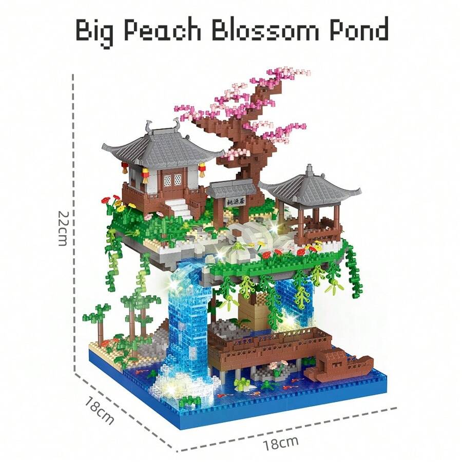 2180pcs Peach Pool Model Micro Particle Building Blocks Puzzle