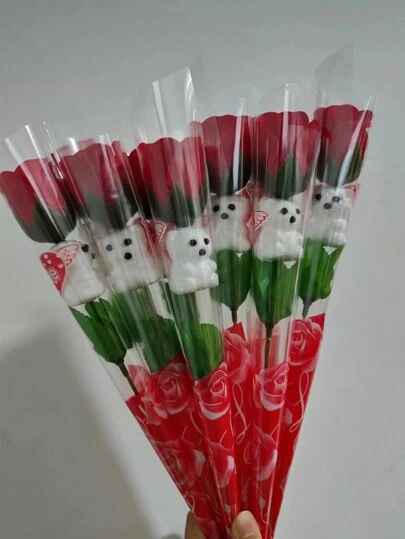 10/5/1 Set Rose Scented Soap Flower Teddy Bear Bouquet For Valentine's Day, Qixi Festival, Mother's Day, Teacher's Day, Promotional Gift, Suitable For Wedding Party Birthday Gift, Simulated Rose Teddy Bear Gift Gifts Graduation