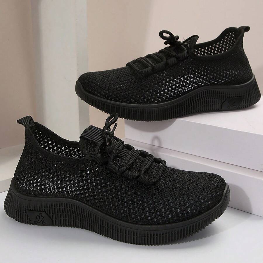 Women European And American LargeSize Black Casual Shoes, SoftSoled