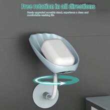 1pc Soap Box Wall Mounted Water Draining Holder For Home, Bathroom Soap Dish Organizer Home Bathroom Decor Summer - Multicolor - View 4