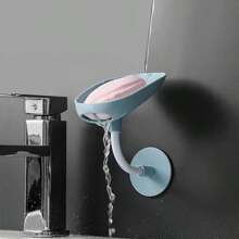 1pc Soap Box Wall Mounted Water Draining Holder For Home, Bathroom Soap Dish Organizer Home Bathroom Decor Summer - Multicolor - View 2