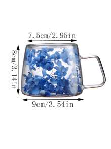 1pc Double-Layer Borosilicate Glass Square Handle Mug With Transparent Glass For Breakfast, Milk, Coffee, Latte And Flower Tea - Blue - View 5