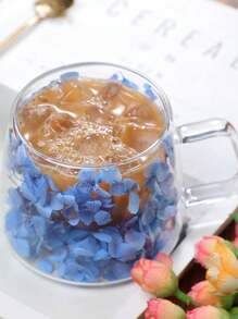 1pc Double-Layer Borosilicate Glass Square Handle Mug With Transparent Glass For Breakfast, Milk, Coffee, Latte And Flower Tea - Blue - View 2
