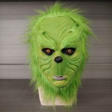 有趣的綠色怪物乳膠面具，適用於跨境裝扮、角色扮演、惡作劇、恐怖和威嚇 - 軍綠色 - 查看 3