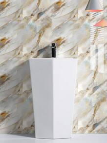 1PC New White Gold Marbling Kitchen Oil-Proof Sticker Waterproof Self-Adhesive High Temperature Resistant Cabinet Countertop Film Stove Renovation Marble Wallpaper,Stickers,Wall Decal,Vinly Decal For Home Decorations,Spring Decoration Items Refesh Your Home,Rama Decoration Stickers Gifts Birthday Graduation